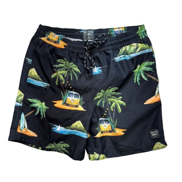 Spicy Tuna Mens Swim Trunks Swimwear Size S Black Tropical Beach Summer Casual - Picture 1 of 13
